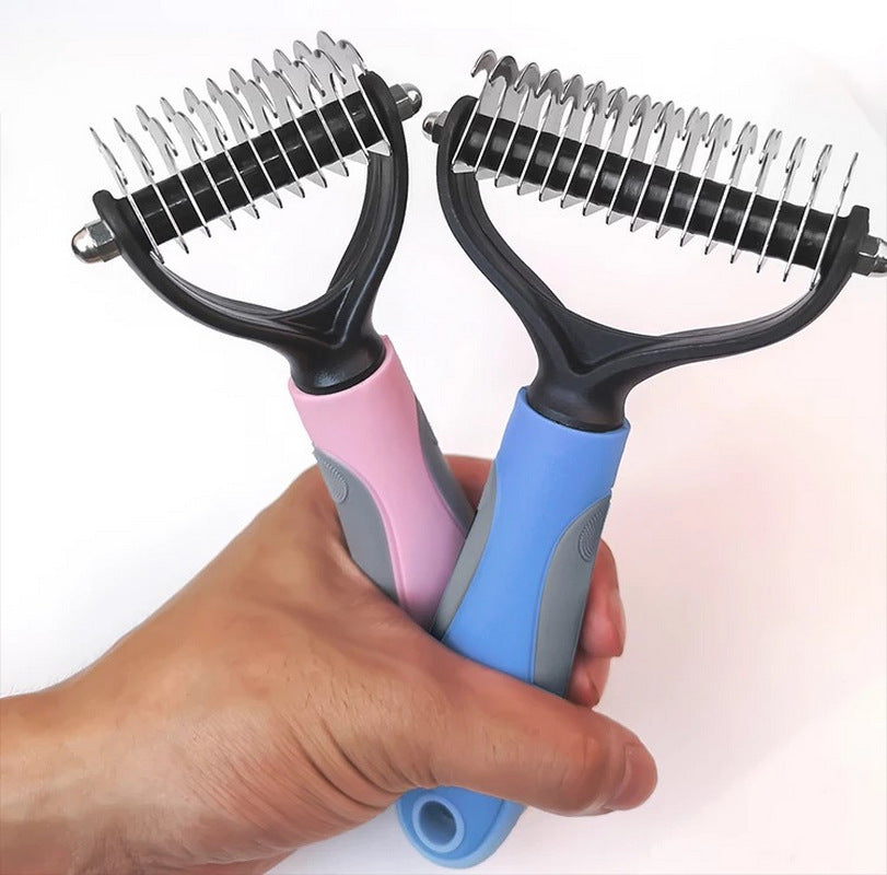 Pet Comb Cat And Dog Hair Removal Comb Brush Stainless Steel Double-Sided Knot Knife Hair Cleaning Comb Pet Grooming Supplies