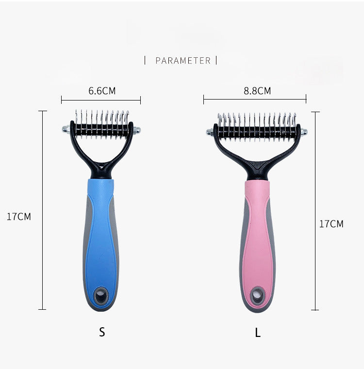 Pet Comb Cat And Dog Hair Removal Comb Brush Stainless Steel Double-Sided Knot Knife Hair Cleaning Comb Pet Grooming Supplies