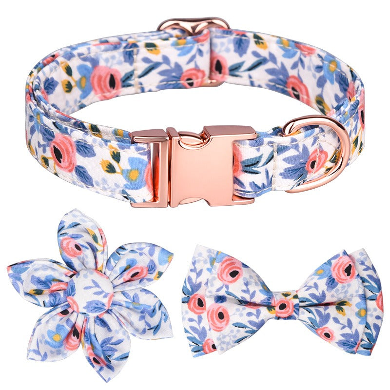 Sunflower Pet Collar Cotton Breathable Dog Collar Zou Ju Printed Neck Ring Pet Supplies